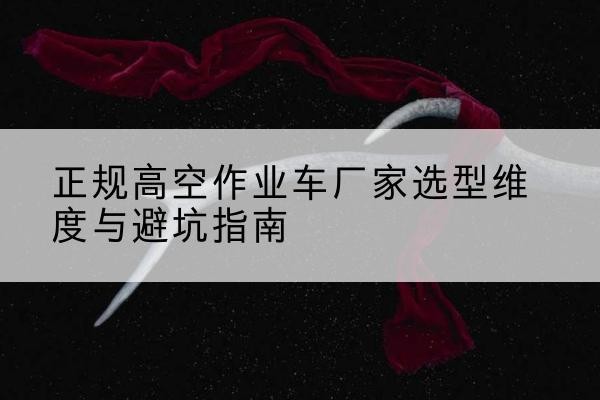 番禺高空作业车厂家-正规选型维度与避坑指南
